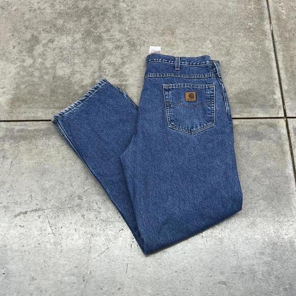 Carhartt Other - vintage carhartt blue fleece lined relaxed baggy fit jeans size 36 x 32
